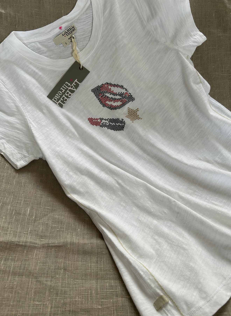 Graphic Ava Tee - White Hot Lips Crystal