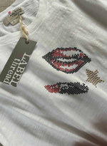Graphic Ava Tee - White Hot Lips Crystal