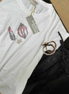 Graphic Ava Tee - White Hot Lips Crystal