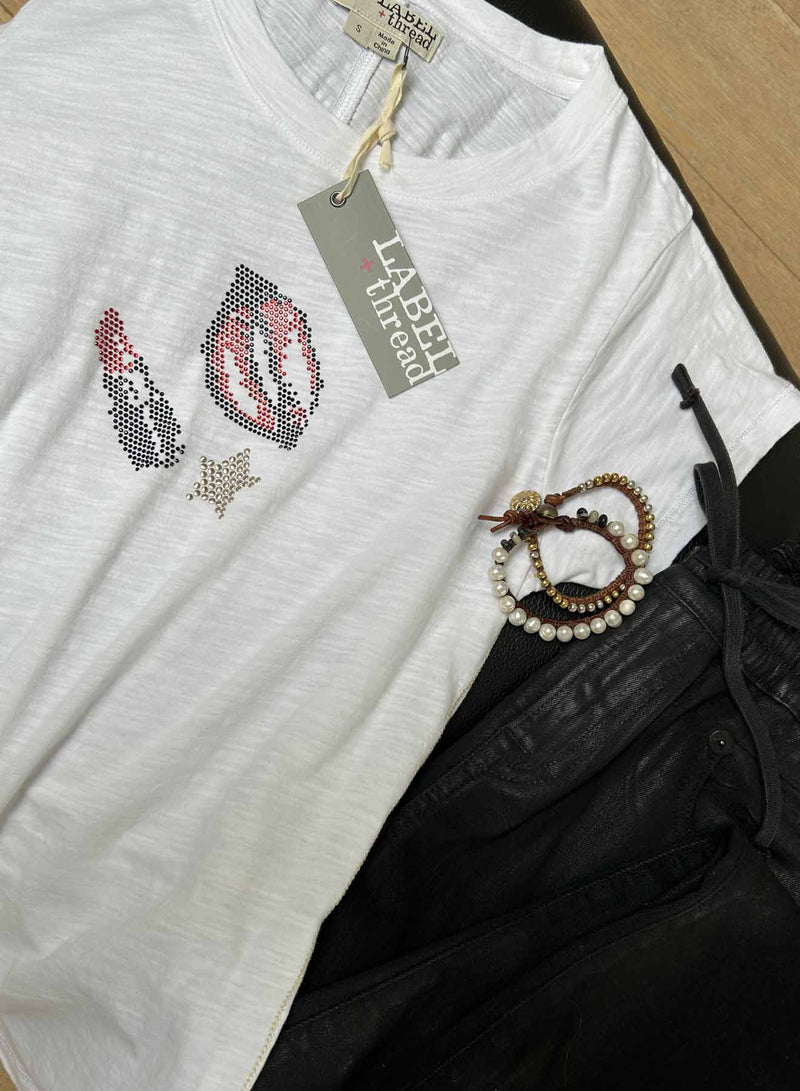 Graphic Ava Tee - White Hot Lips Crystal