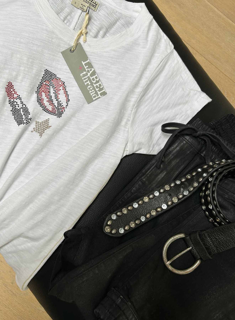 Graphic Ava Tee - White Hot Lips Crystal