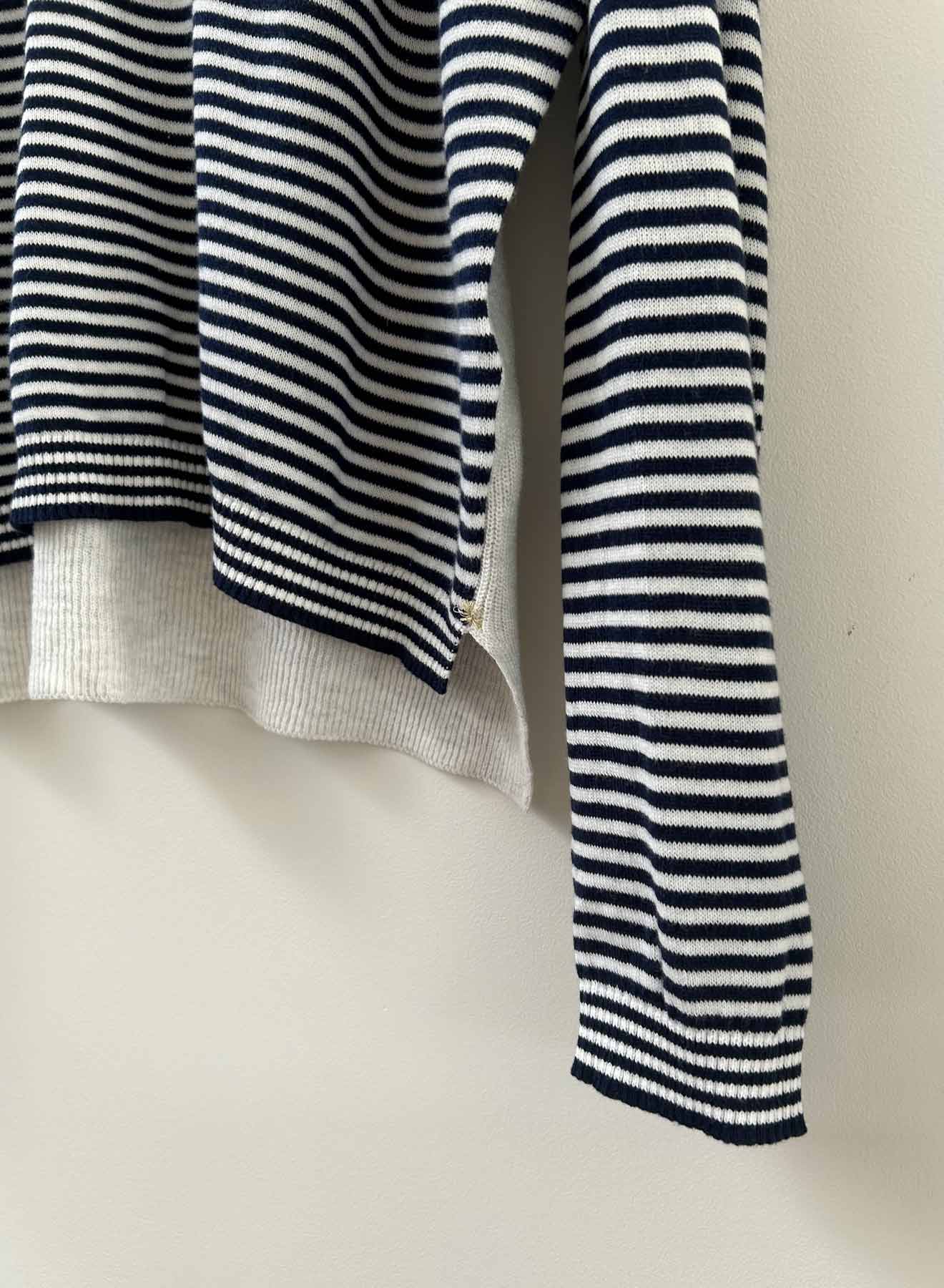 LABEL+thread Women's Cotton Danni Rib Back Vee - Navy Stripe