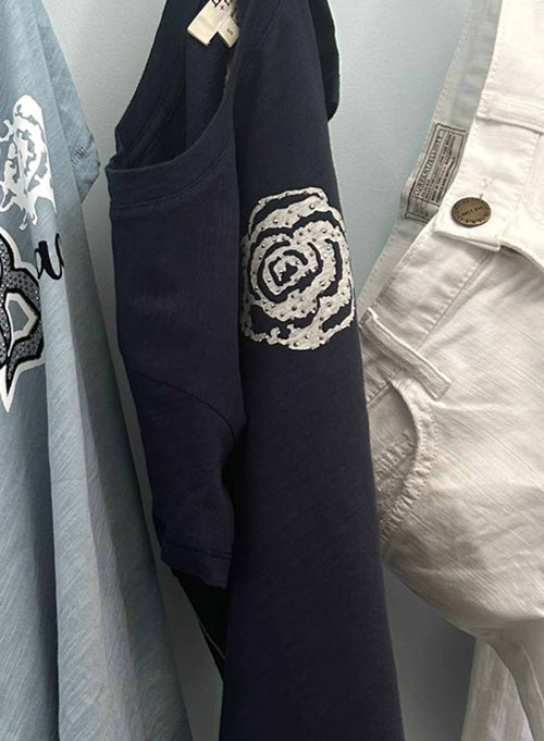 Graphic Ava Tee - Navy Texas Rose