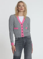 Katie Cardigan - Grey/pink