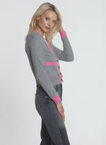 Katie Cardigan - Grey/pink