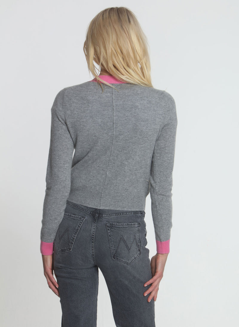 Katie Cardigan - Grey/pink
