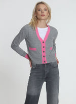 Katie Cardigan - Grey/pink