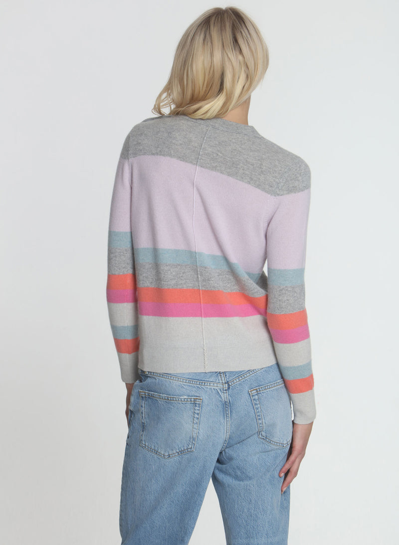 Colby Button Neck - Fog/pink