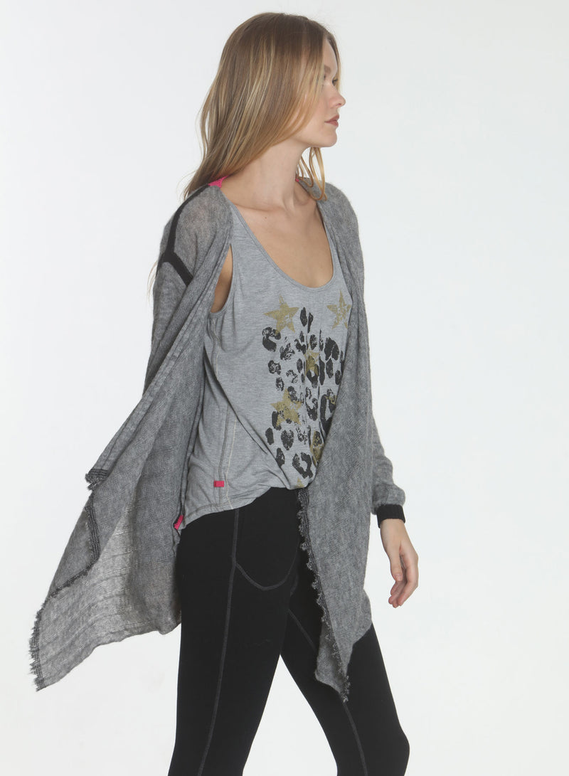 Sofia Scarf Cardigan - Charcoal