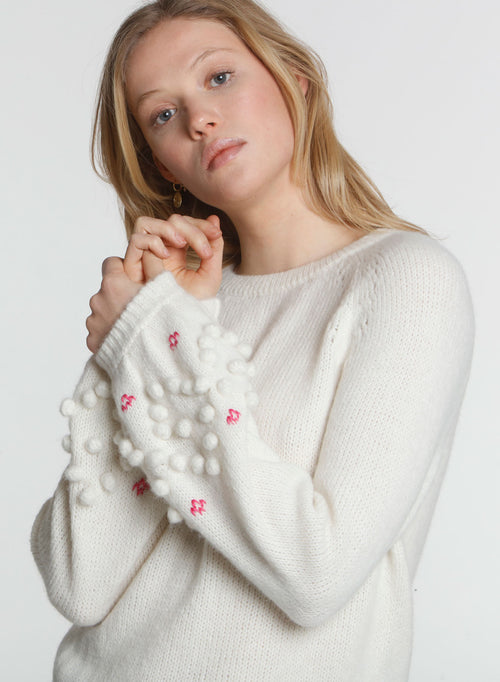 Heidi Bobble Sleeve - White