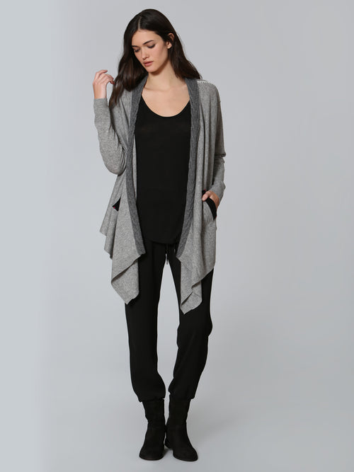 Luxe Cable Edge Cardigan - Grey