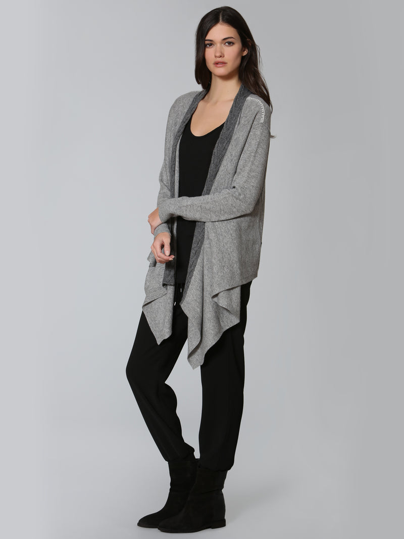 Luxe Cable Edge Cardigan - Grey