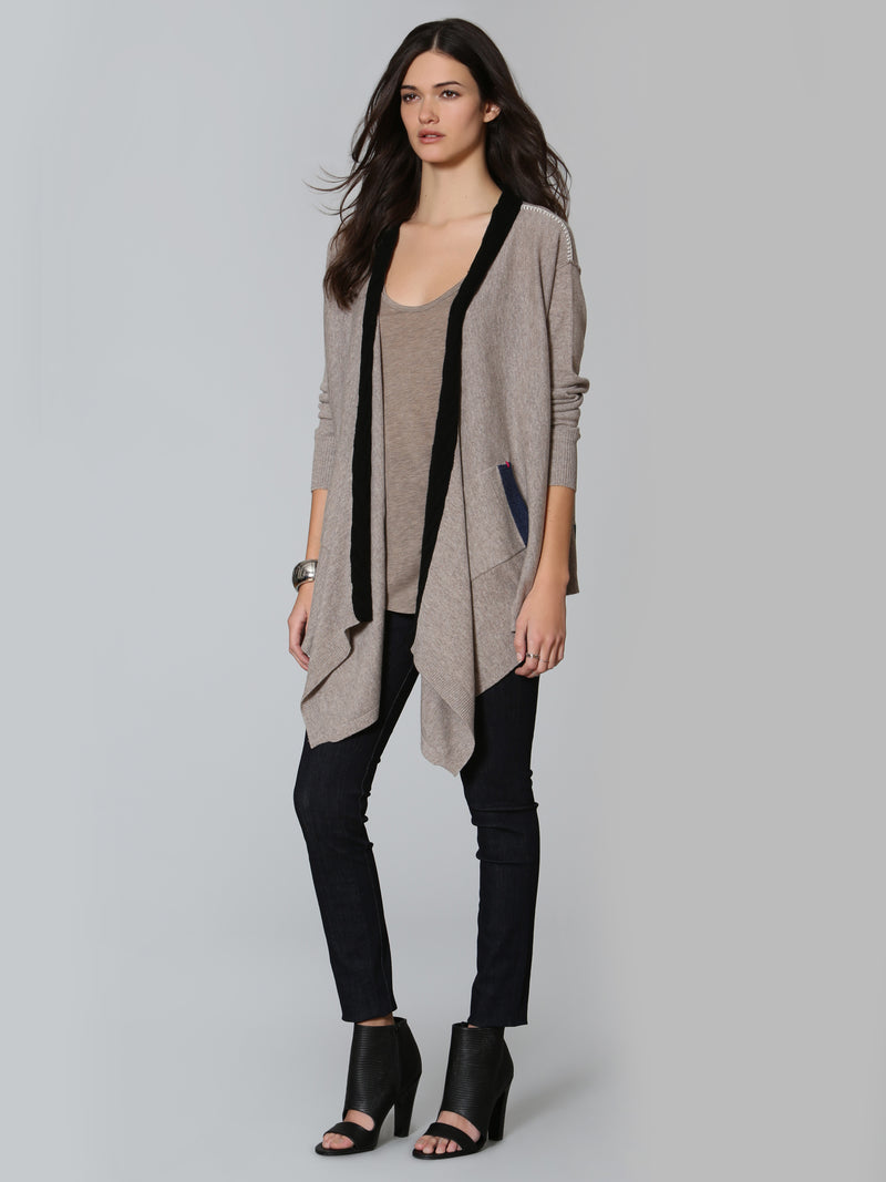 Luxe Cable Edge Cardigan - Taupe