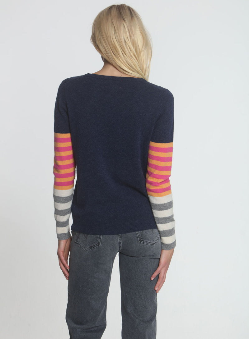 LABEL+thread Women's Cashmere Kit Kat Crew Sweater - Navy