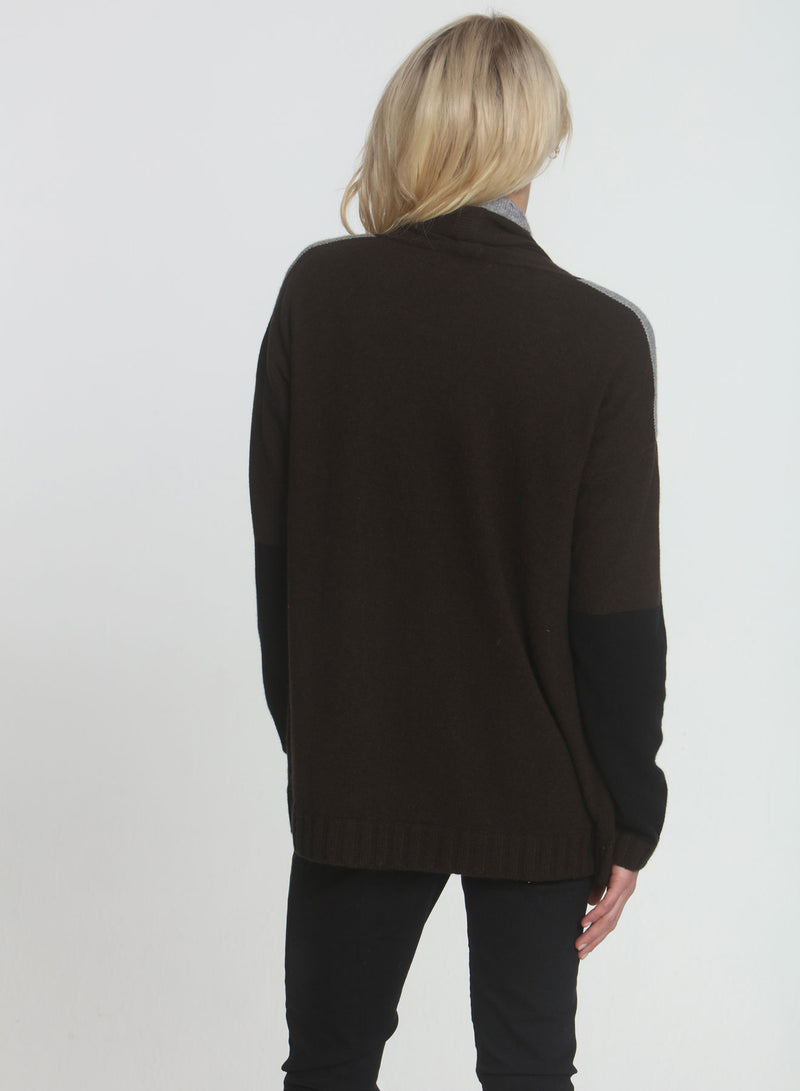 Brandy Block Cardigan - Brown