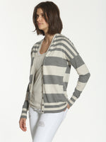 Striped Cotton Cardigan - Grey