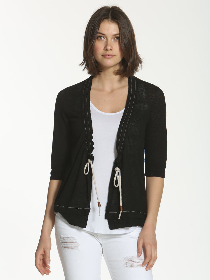 Jute Tie Cardigan - Black