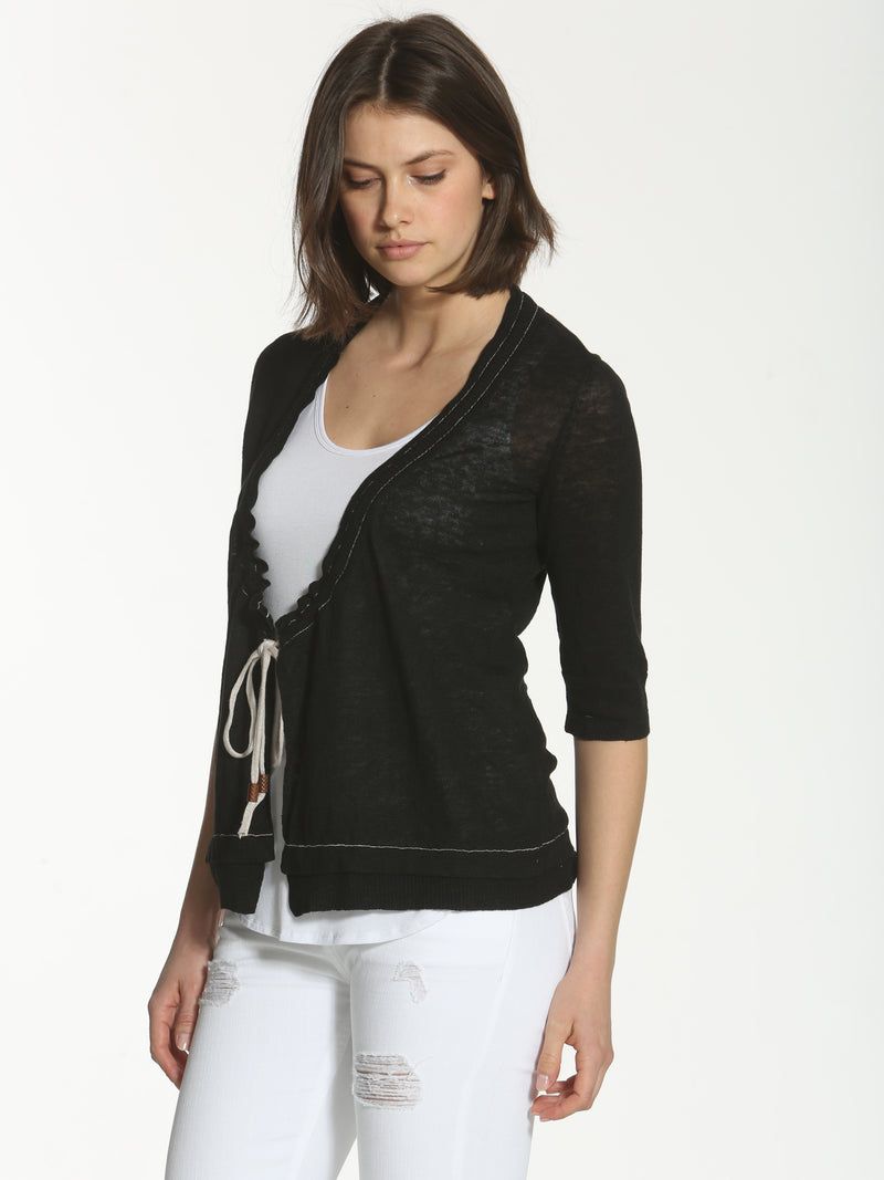 Jute Tie Cardigan - Black