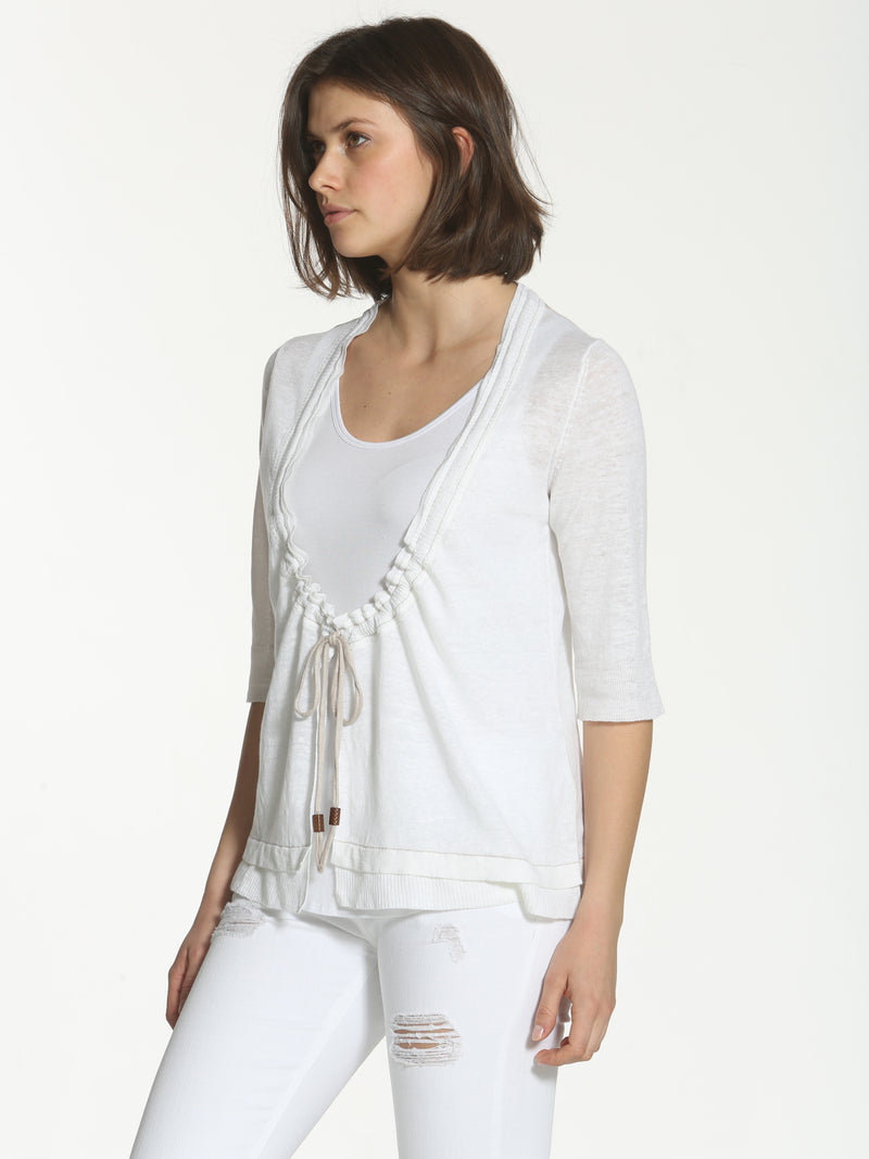 Jute Tie Cardigan - White