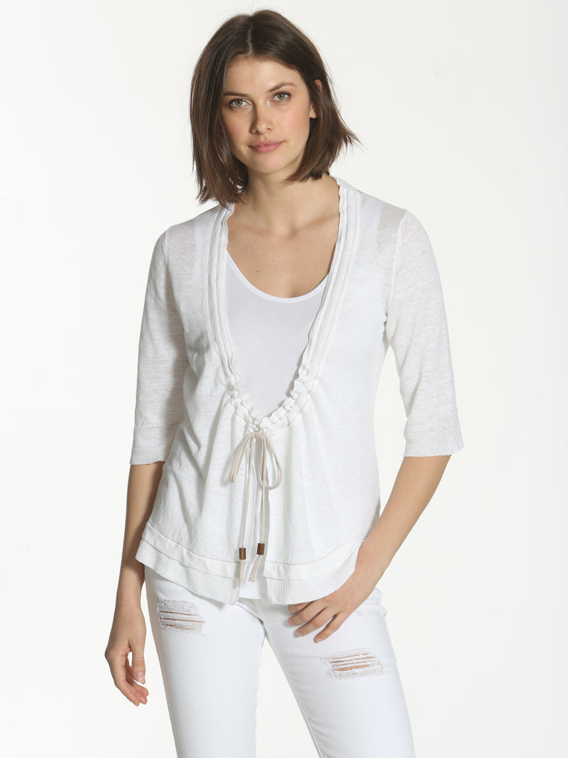 Jute Tie Cardigan - White