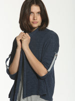 Tab Sleeve Cardigan - Navy