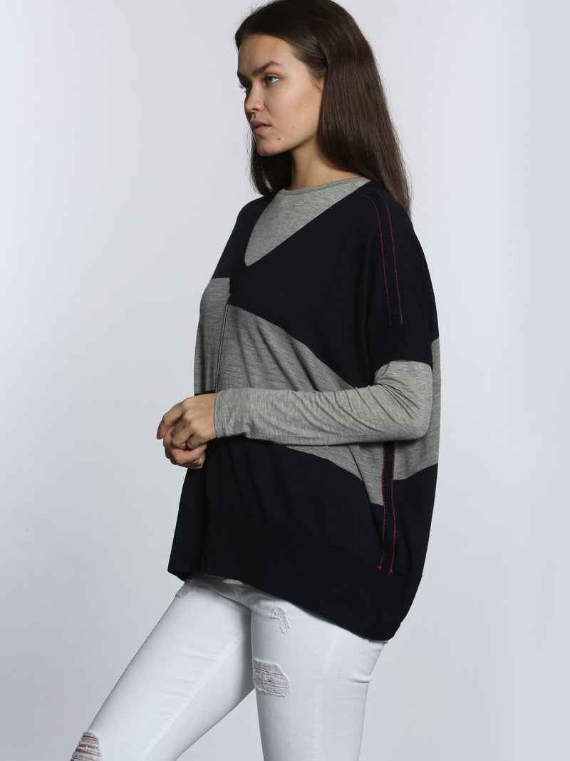 Wide Chic Vee - Navy