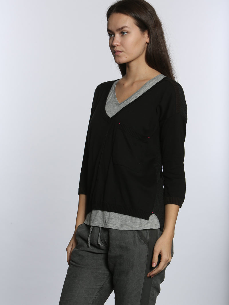 Rib Back V Neck