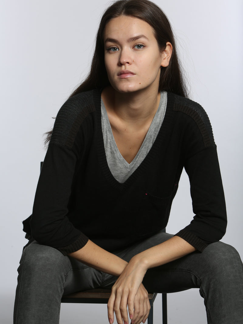 Rib Back V Neck
